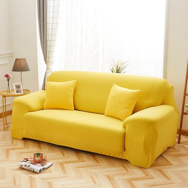 BC-Warm Home Stretch Sofabezug Universal Chaiselongue Sofaüberwurf Gelb, Breite: 145-185 cm - Bild 1