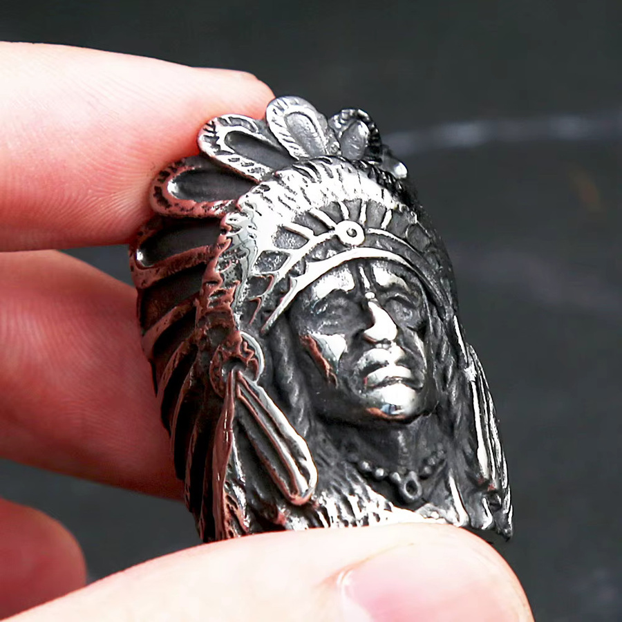 NORTHMAN Ring, Indianerhäuptling, Edelstahl, Silber, Herren - Bild 3