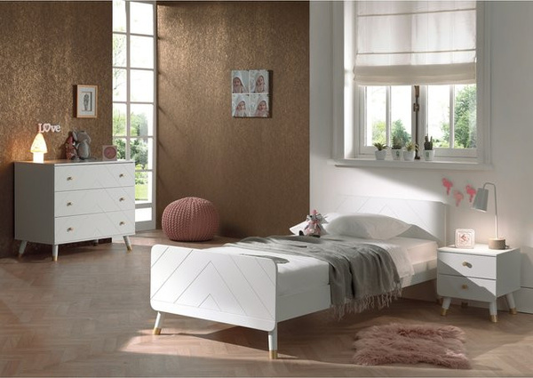 IKEA BILLY Jugendzimmer Set 3-teilig in Weiß, bestehend aus Bett, Nachtkonsole und Schubladenkommode, Bettmaße: 90 x 200 cm