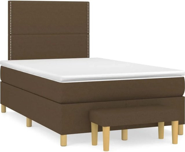 vidaXL Boxspringbett mit Matratze in Dunkelbraun, Hybridbett mit Taschenfederkern und Kopfteil, B/T: 120 x 200 cm - Bild 1