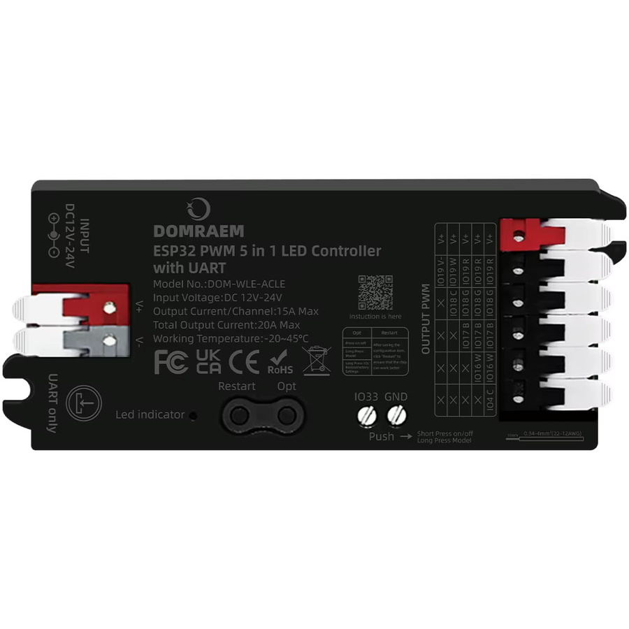 Domraem 5-in-1 ESP32 WLED-Controller mit PWM-Dimmung und UART, kompatibel mit Alexa, für RGB, RGBW, CCT und RGBCCT LED-Streifen, Farbe: Gelb - Bild 6