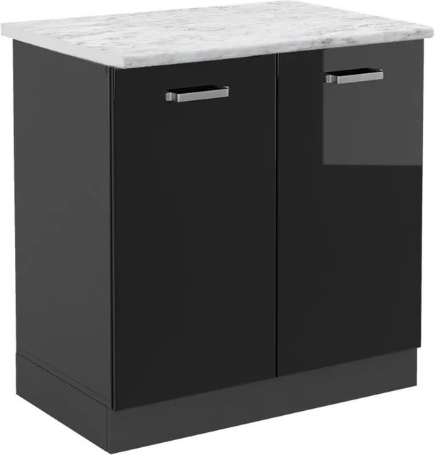 Vicco Spülenunterschrank R-Line Schwarz Anthrazit Hochglanz B: 80 cm, T: 46 cm, H: 81,6 cm - Bild 1