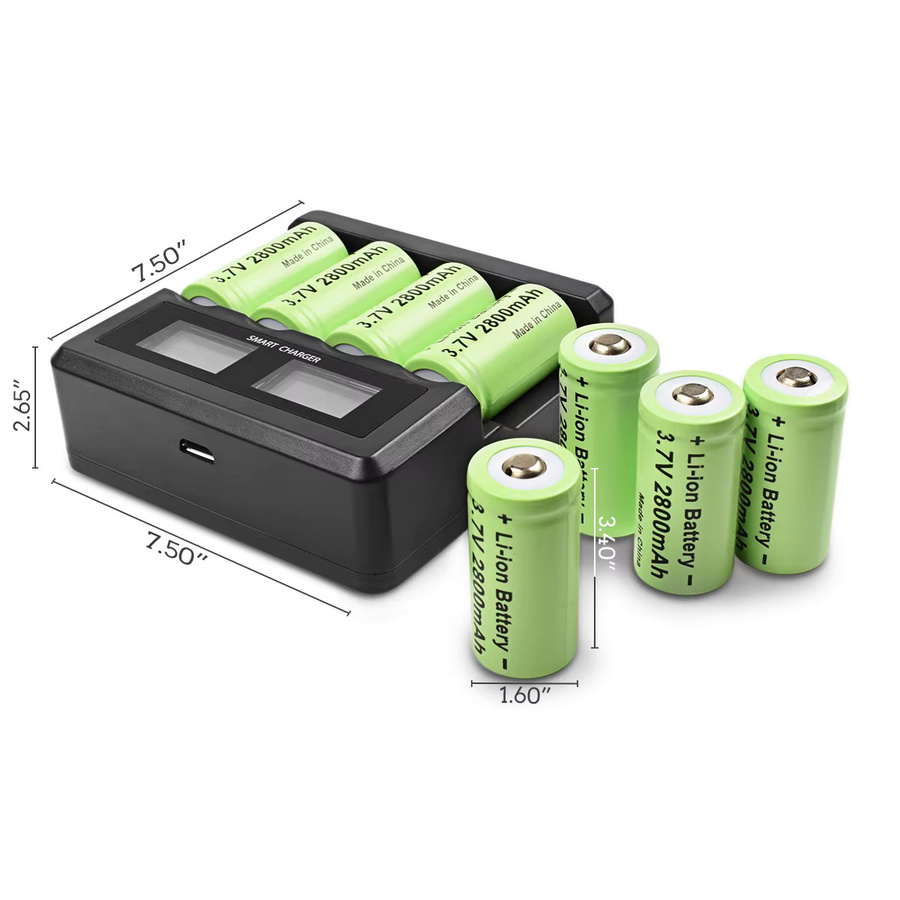 Turpow 16340 CR123A Li-Ionen-Akku mit 2800 mAh und LCD-Ladegerät für Überwachungskameras - Bild 3