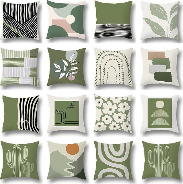 VIKAMA Kissen Set Nordic Minimalist Mix And Match in Grün, quadratisch, 40 x 40 x 16 cm - Bild 1