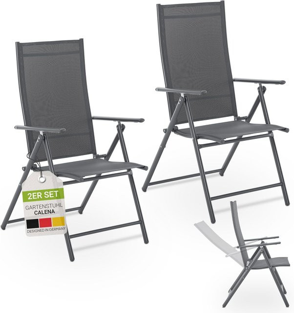 Juskys Gartenstuhl Calena 2er Set Klappbar mit 7-fach verstellbarer Rückenlehne Anthrazit - Bild 1