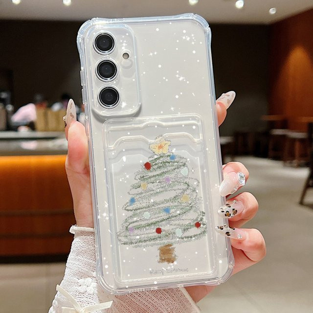 Samsung Handyhülle mit Weihnachtsbaum-Design für Galaxy S25 Edge S24 S23 S22 Ultra Plus S21 FE A56 A26 A53 A54 A15 A36 A55 A16 5G, transparent - Bild 1