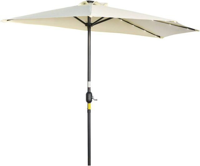 Outsunny Halbrunder Sonnenschirm mit LED und Solarpaneel in Beige, B/H/T: 135 x 240 x 270 cm - Bild 1
