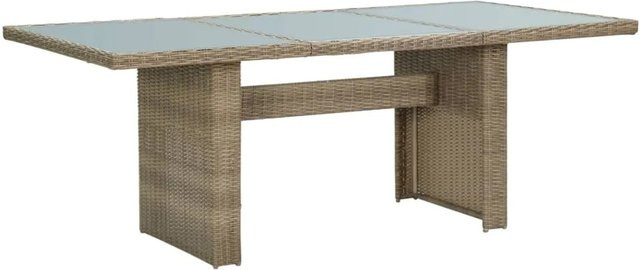 vidaXL Garten-Esstisch aus Polyrattan und Glas in Braun, B/T/H: 200 x 100 x 74 cm - Bild 1