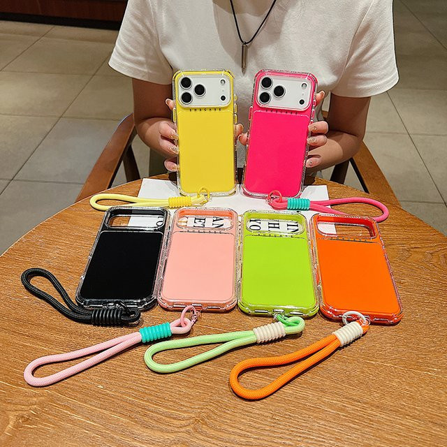 Sturzsichere TPU-Handyhülle mit Handschlaufe für Apple iPhone 11 bis 17 Pro Max in Candy-Farben (Mehrfarbig/Rot) - Bild 1