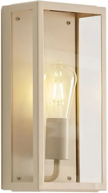 QAZQA Klassische Außenwandleuchte Rotterdam in Beige mit Glas und E27 Fassung, IP44 wetterfest für Fassade und Terrasse - Bild 1