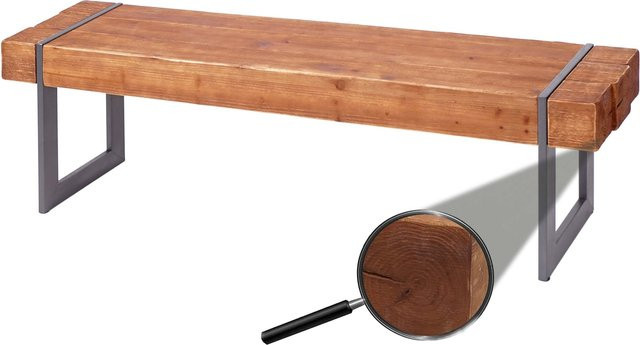 Sitzbank MCW-A15 aus massiver Tanne in Braun im Industrial Look, Breite: 160 cm - Bild 1