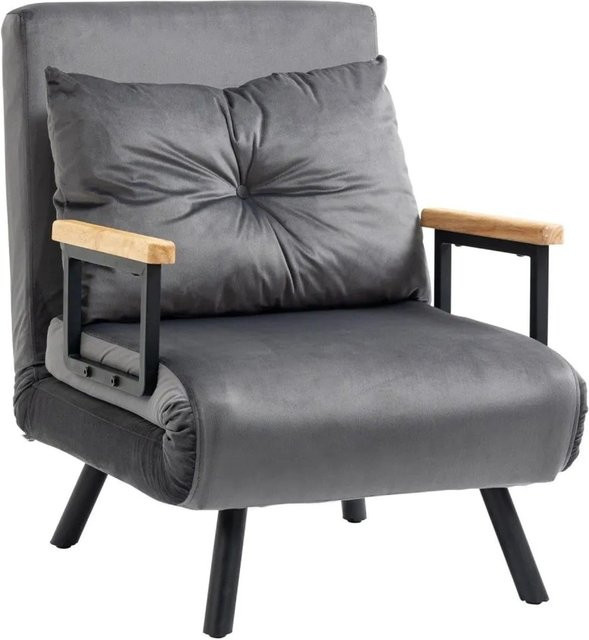 HOMCOM Schlafsofa mit Bettfunktion und Armlehnen in Dunkelgrau, B/T/H: 63 x 73 x 81 cm - Bild 1