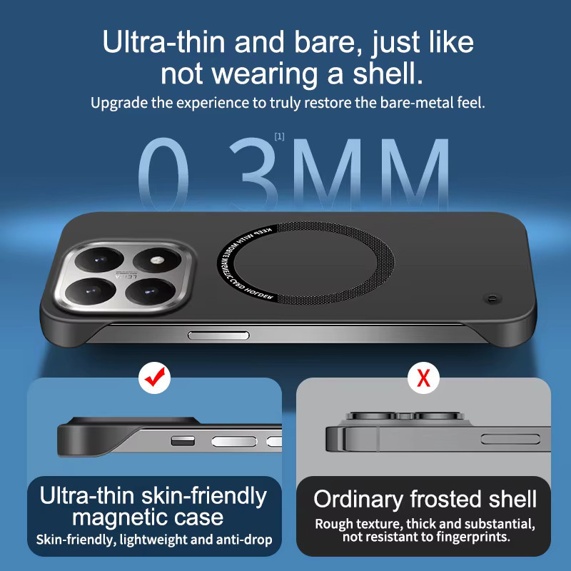 Ultradünne magnetische MagSafe Handyhülle aus Hart-PC für Xiaomi 17 Pro Max, 15T, 14T Pro und 15 Ultra, rahmenloses kabelloses Lade-Cover in Schwarz oder Weiß - Bild 3
