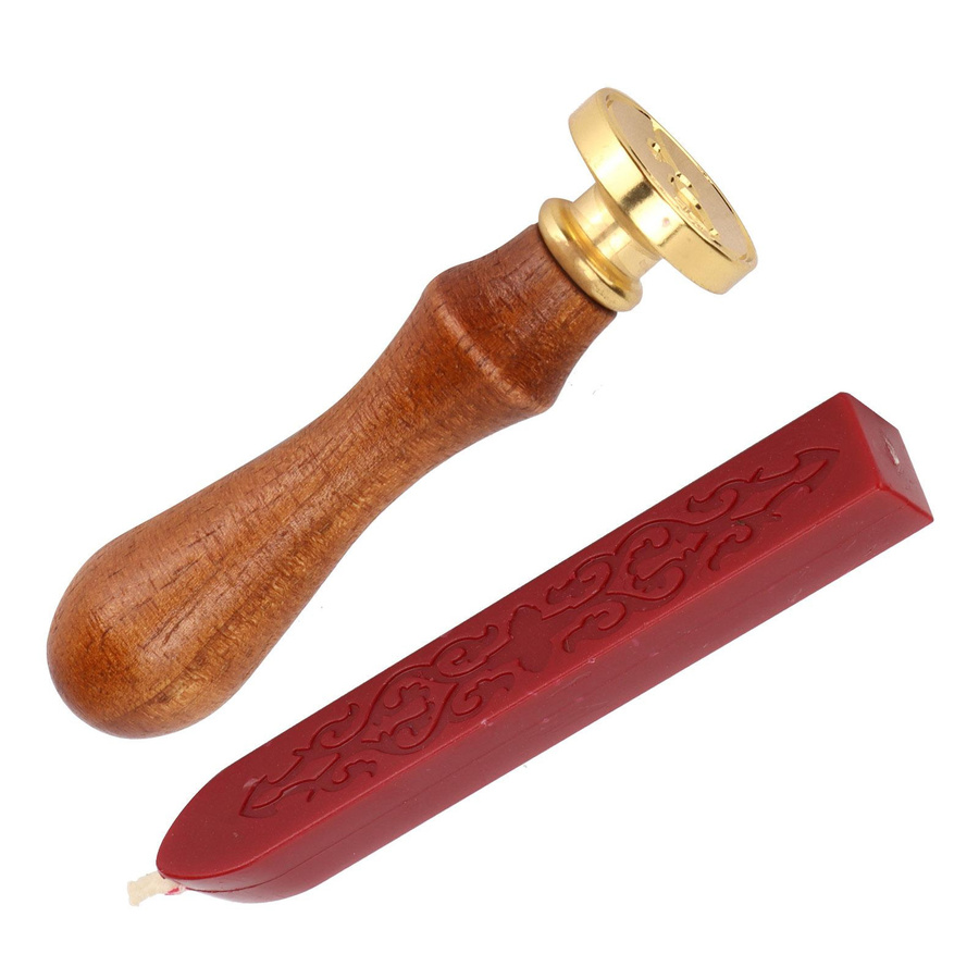 GoolRC Wachssiegel Stempel Set in Weinrot mit Holzgriff für DIY Einladungen und Umschläge - Bild 3