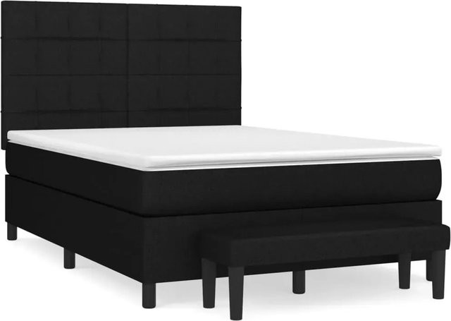 vidaXL Boxspringbett Hybrid mit Matratze Schwarz B/T/H: 140 x 190 x 200 cm - Bild 1