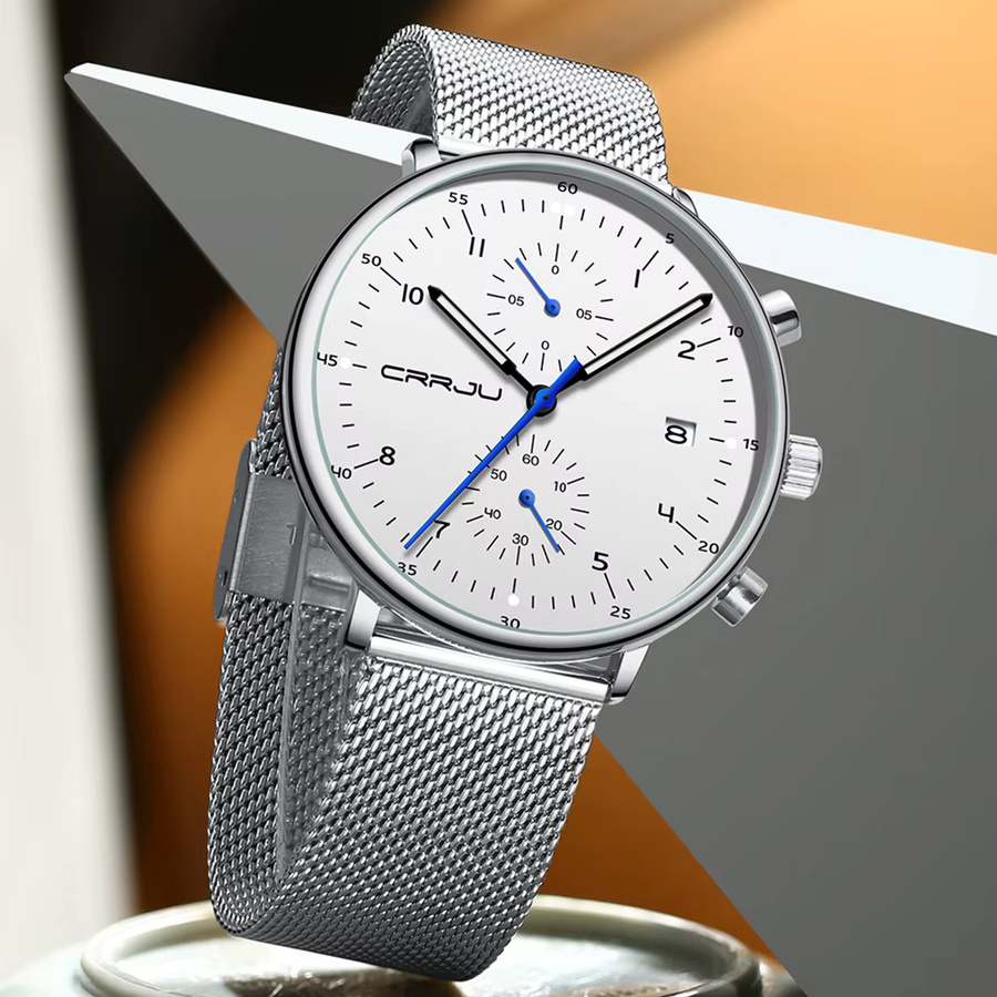 CRRJU Armbanduhr Edelstahl, Quarz, Datum, Herren - Bild 4