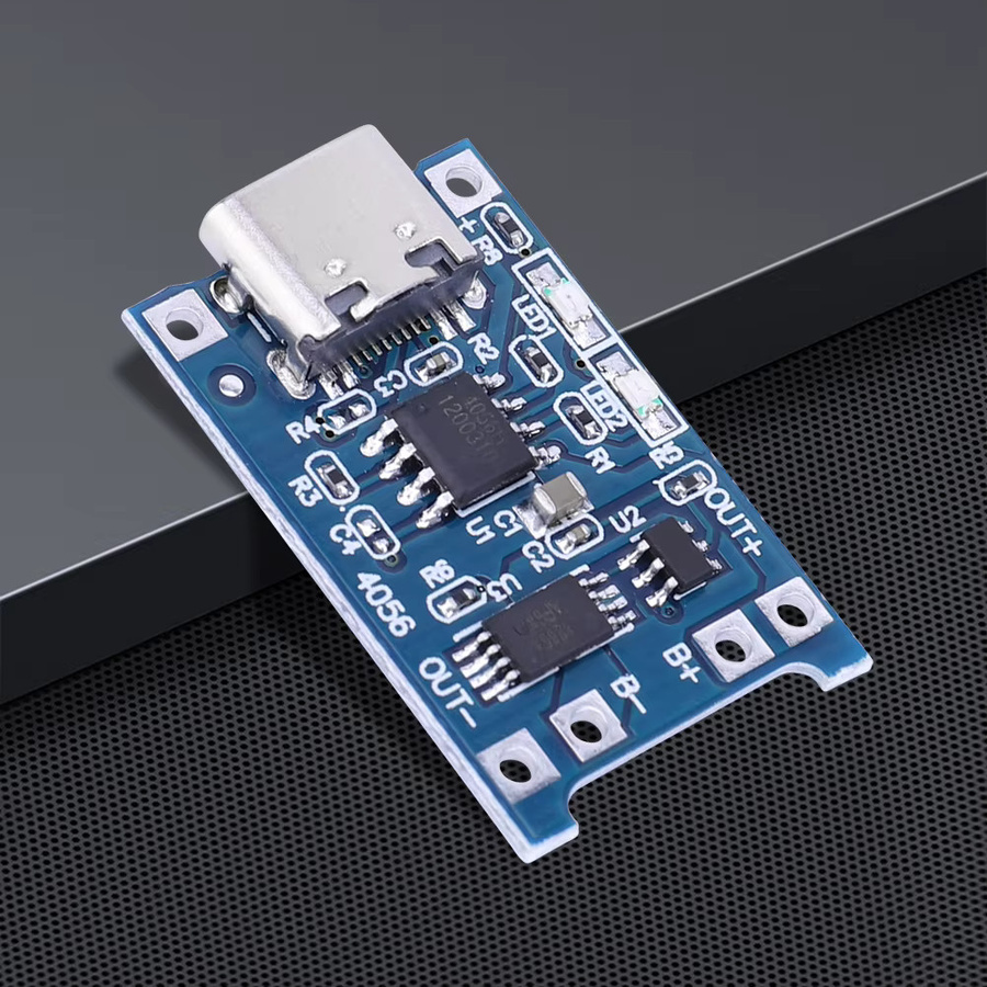 Lithium-Batterie-Ladegerät-Modul TP4056 mit Schutzfunktion und USB-C sowie Micro-USB Anschluss, 1A, Blau - Bild 2
