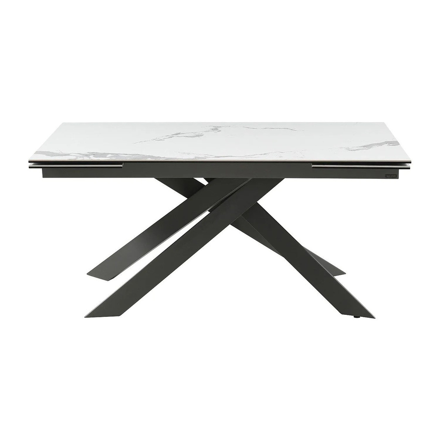Vente-unique Esstisch Corema aus Keramik in Anthrazitgrau und Weiß mit Marmor-Optik, ausziehbar, B/T/H: 240 x 160 x 76 cm - Bild 2