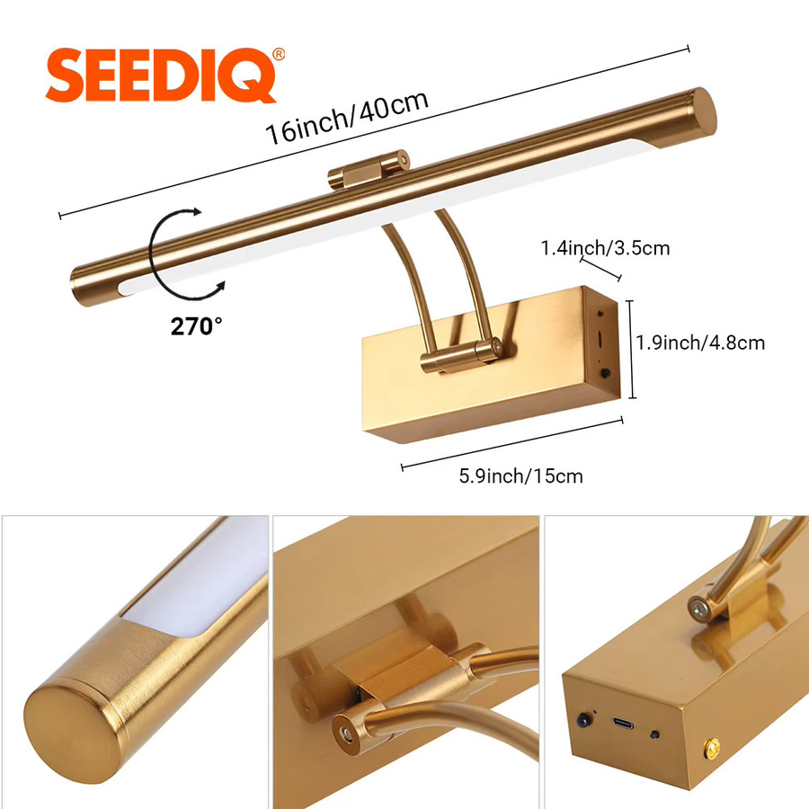 Seediq Wiederaufladbare LED-Wandleuchte in Gold/Messing mit Fernbedienung, Breite: 40 cm - Bild 5