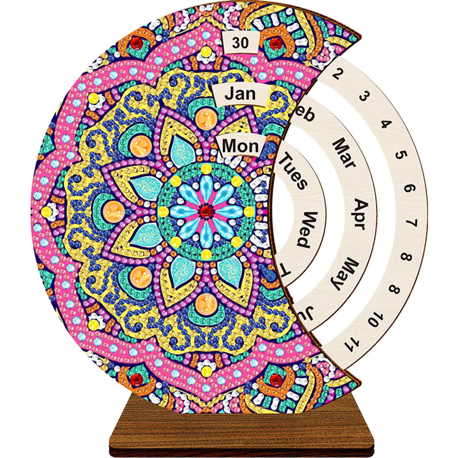 Alloet Ewiger Kalender aus Holz mit floralem Design in Multicolour zur manuellen Anpassung von Tag, Woche und Monat - Bild 1