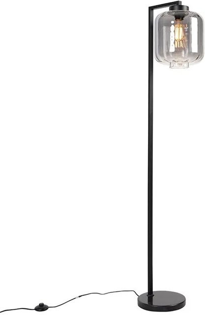 QAZQA Design Stehleuchte Qara in Schwarz mit Rauchglas und Stahlgestell für Wohnzimmer und Schlafzimmer - Bild 1