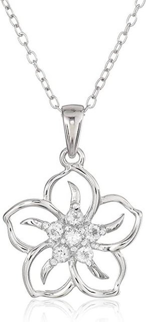 YIRAN Halskette mit Anhänger, Blütenform, Kristall-Zirkonia, 45cm, Damen - Bild 1