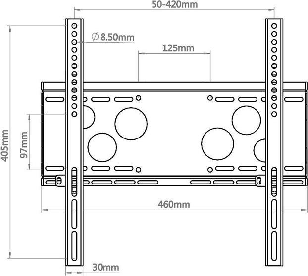HAGOR WH 50 F-HD Wandhalterung für Flachbildschirme, verriegelbare Klammer in Schwarz, für Bildschirmgrößen 81,3-139,7 cm (32-55 Zoll), Montageschnittstelle bis zu 400 x 400 mm, nur für Portraitansicht - Bild 1