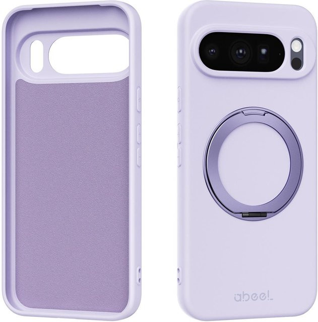Magnetische Flüssigsilikon Handyhülle mit drehbarem Ständer für Google Pixel 9, 9 Pro, XL, 10, 10 Pro, 10A in Purple, stoßfest und kabelloses Laden unterstützt - Bild 1