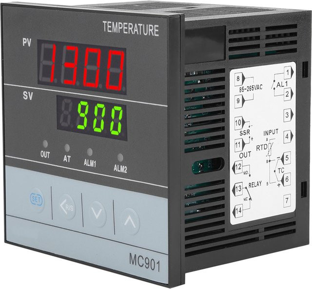 Koogeelife MC901 Digitaler PID-Temperaturregler mit K-Typ und PT100-Sensoreingang sowie SSR-Ausgang in Schwarz - Bild 1
