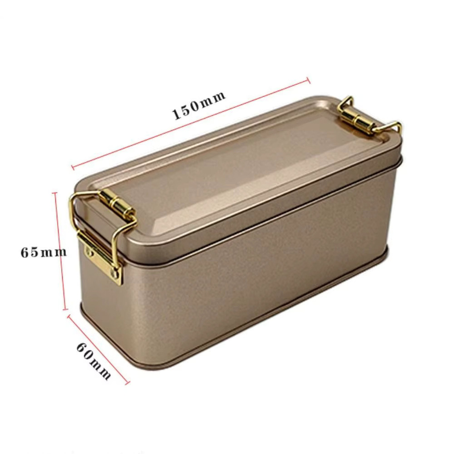 Rechteckige Eisenbox aus Metall mit Deckel und Clip in Rot, Aufbewahrungsbox für Pralinen oder Kuchen, B/T/H: 15,0 x 6,5 x 15,0 cm - Bild 4