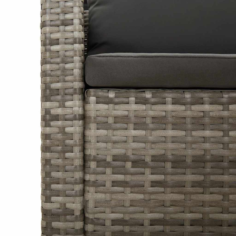 vidaXL 5-tlg. Garten-Lounge-Set in U-Form mit Kissen, Grau, PE-Rattan und pulverbeschichtetem Stahl - Bild 4