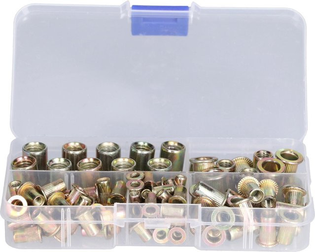 KONNWEI Gewindeeinsätze Set aus verzinktem Kohlenstoffstahl in Silber, 100 Stück, M3-M8 Nietenmuttern - Bild 1