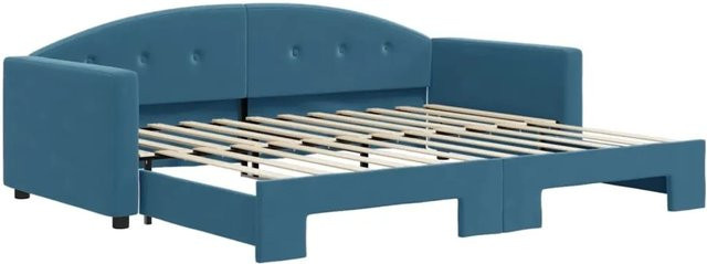 vidaXL Ausziehbares Tagesbett in Blau mit Samtbezug B/T/H: 90 x 200 cm - Bild 1