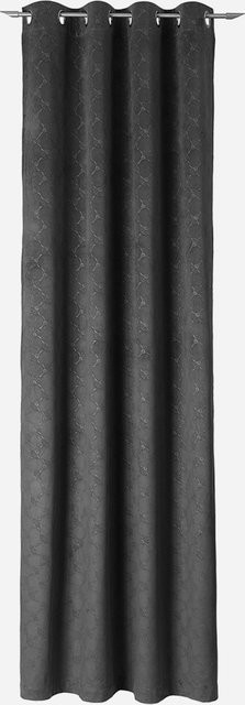 JOOP! Living Fertigvorhang EMBOSSED in Anthrazit aus blickdichtem Samt und Polyester mit Ösen - Bild 1