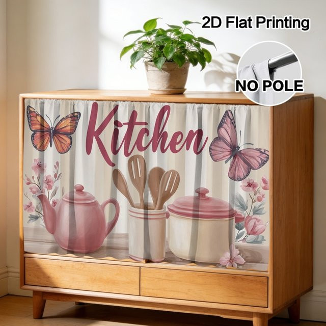 VIKAMA Küchenschrank-Dekorationsvorhang mit floralem Blumenmuster in Multicolour - Bild 1