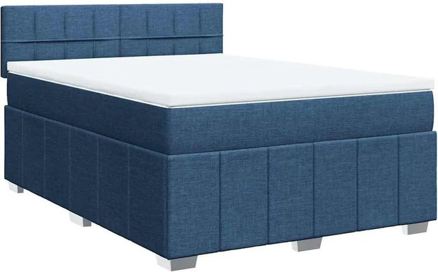 vidaXL Boxspringbett mit Matratze Hybrid Blau B: 140 cm, T: 200 cm - Bild 1