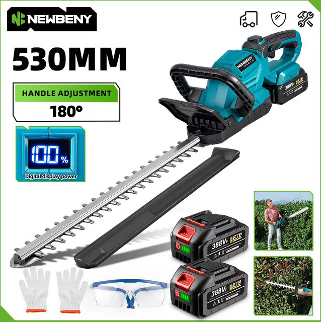 NEWBENY Akku-Heckenschere mit 530 mm Schnittlänge und 3000 U/min, kabellose Astsäge für Makita 21V Akku - Bild 1