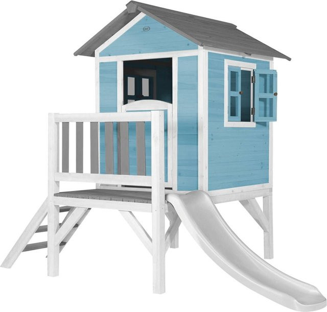 AXI Spielhaus Lodge XL Karibisches Blau mit weißer Rutsche B/H/L: 240 x 167 x 189 cm - Bild 1