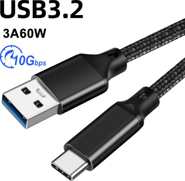 DAOGU USB-C Kabel USB 3.2 Gen2 Typ C mit 10 Gbit/s Datenübertragung und 60 W Schnellladung, Schwarz, Länge: 3 m - Bild 1