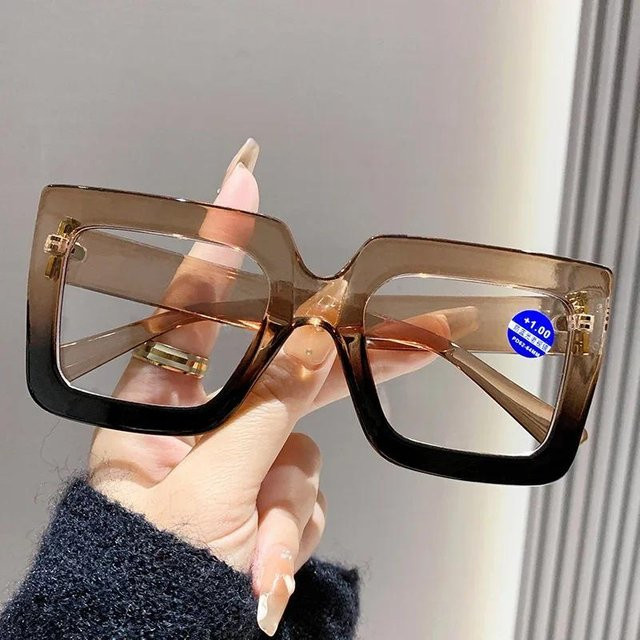 Bai Fen Bai Electronic 3C Lesebrille, quadratisch, Vollrand, Unisex, transparent, brown - Bild 1
