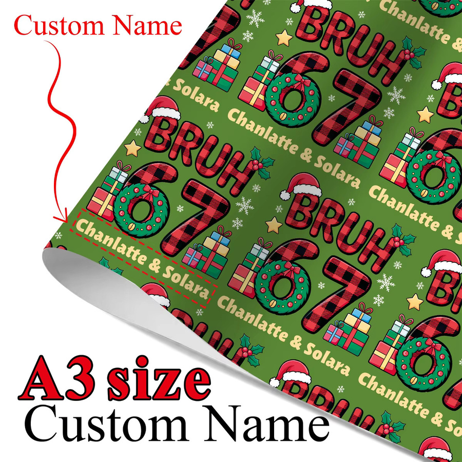 3 Blatt personalisiertes Bastelpapier für Weihnachtsgeschenke und DIY-Verpackungen, Mehrfarbig, Format: A3 - Bild 3