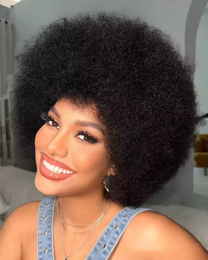 OYM HAIR Afro Bob-Perücke, Echthaar, Damen, lockig - Bild 3