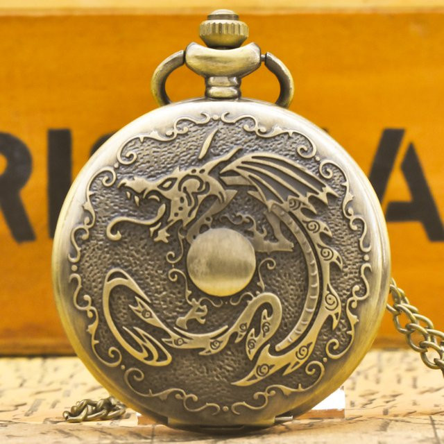 wecin Taschenuhr Halskette, Bronze, Quarz, Perle, Unisex - Bild 1