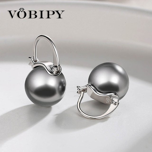 VOBIPY Ohrring 925 Silber, schwarze Perle, Damen - Bild 1