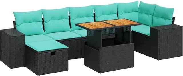 vidaXL 8-teilige Garten-Sofagarnitur aus Poly-Rattan und Akazienholz in Grau - Bild 1