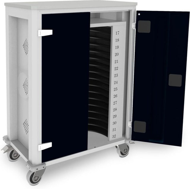 rotstahl Tabletwagen Power für 32 Tablets in Schwarz mit lichtgrauem Korpus, B/T/H: 73 x 44 x 105 cm - Bild 1