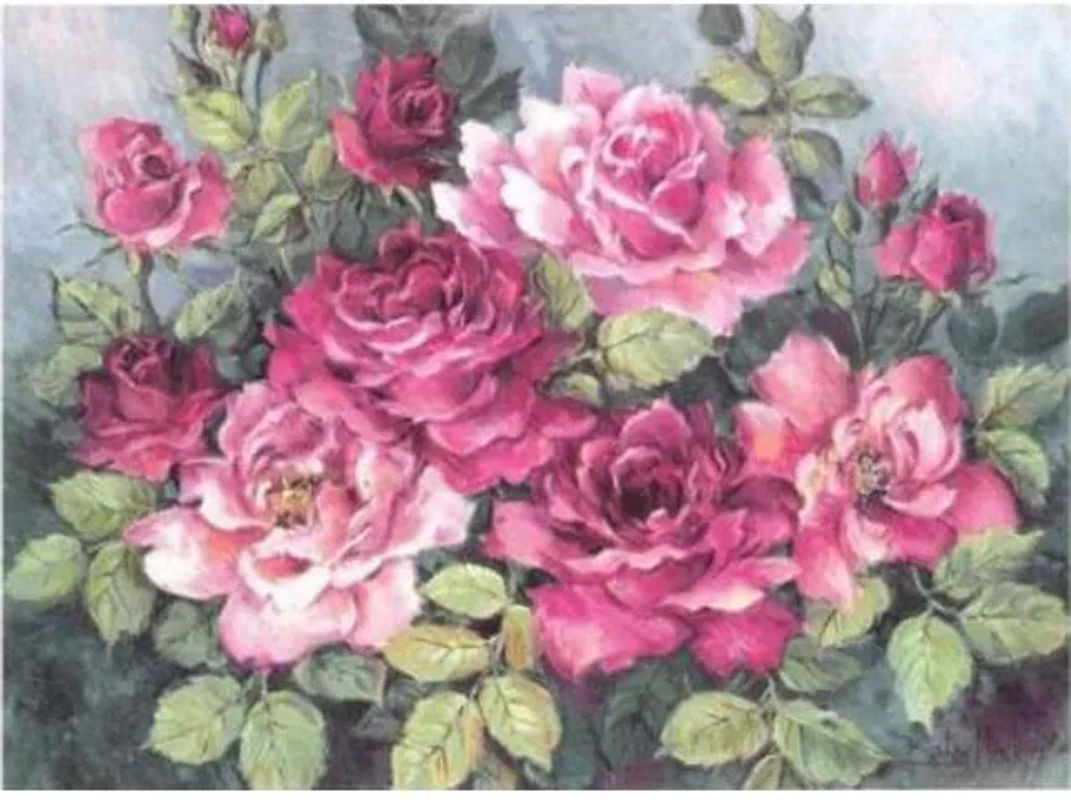 FIYO Diamond Painting Set 5D mit runden Steinen, Blumen-Mosaik-Stickerei für DIY-Projekte, mehrfarbig, B x H: 30 x 20 cm - Bild 1