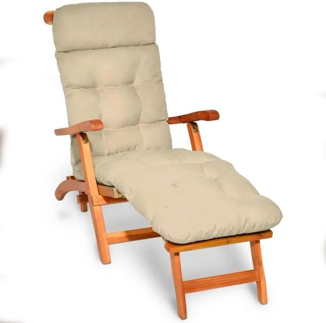 Beautissu Flair DC Deckchairauflage aus Polyester in Natur/Beige, B/T/H: 200 x 50 x 8 cm - Bild 1