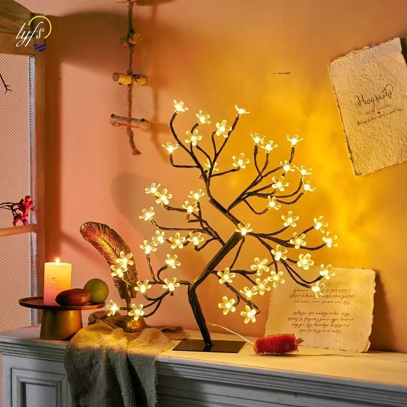lyfs LED Tischlampe Kirschblüte mit USB und Fernbedienung für Schlafzimmer und Dekoration - Bild 2