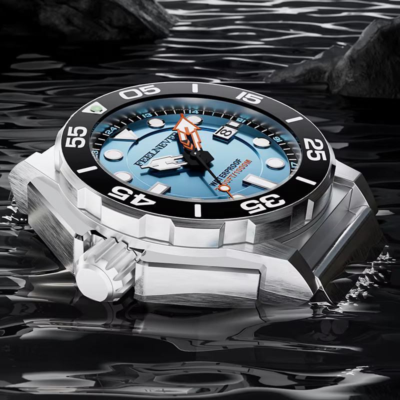 FeelNever Armbanduhr, Automatik, Edelstahl, Silber, Blau, Herren - Bild 4